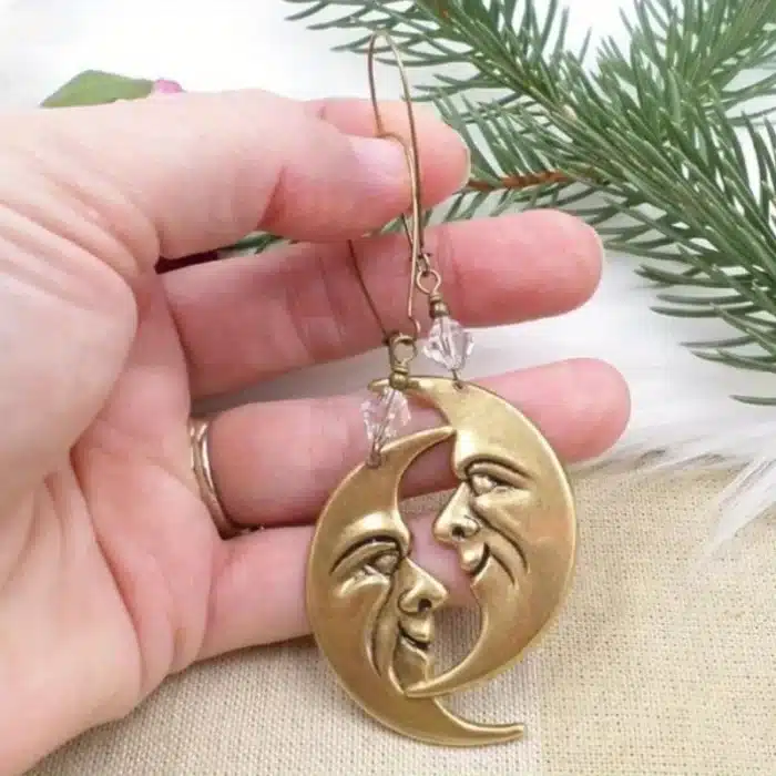 Boucles d'oreilles gothiques personnalisées pour femmes, boucles d'oreilles visage humain et lune, bijoux amusants, accessoires de fête créatifs vintage 5