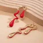 IngeSight.Z rétro irrégulier multicolore goutte d'huile gouttelette boucles d'oreilles pour les femmes à la mode Long pendentif boucles d'oreilles fête de noël 9