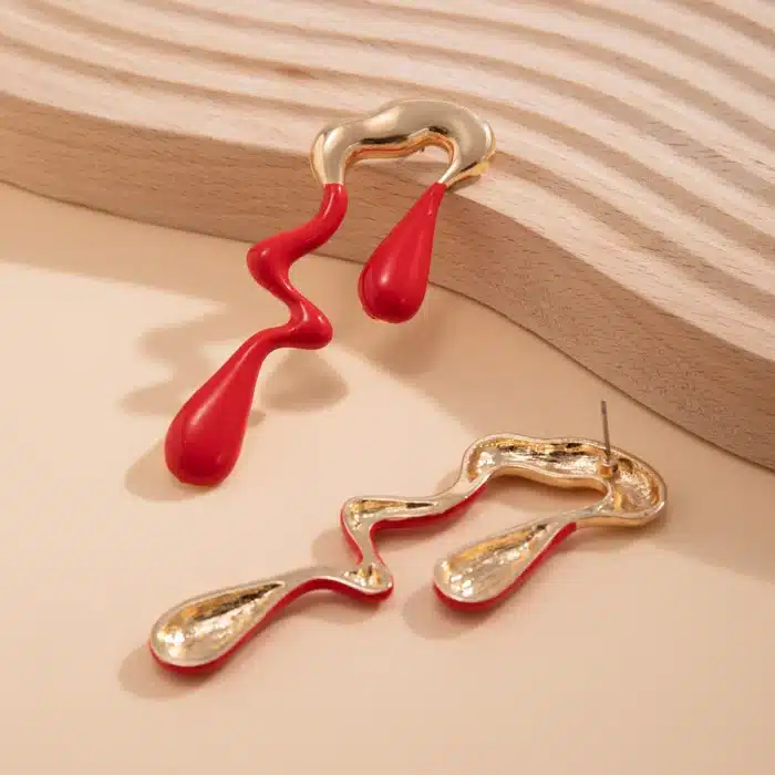 IngeSight.Z rétro irrégulier multicolore goutte d'huile gouttelette boucles d'oreilles pour les femmes à la mode Long pendentif boucles d'oreilles fête de noël 9