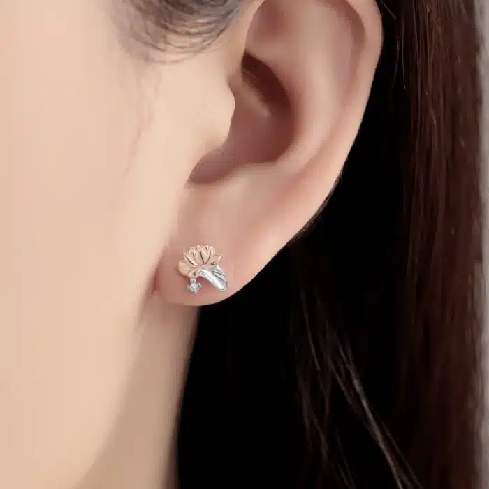 Orstarry 925 en argent Sterling fleurs de nénuphar boucles d'oreilles boucles d'oreilles pour dame S925 bijoux fête anniversaire cadeaux à la mode 2