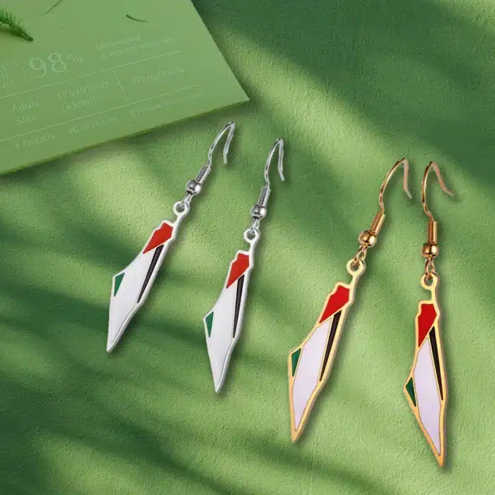 YILUOCD-Boucles d'oreilles pendantes carte de la Palestine pour femmes, Boucles d'oreilles en acier inoxydable, Géographie de l'état, Bijoux fantaisie, Vente en gros 4