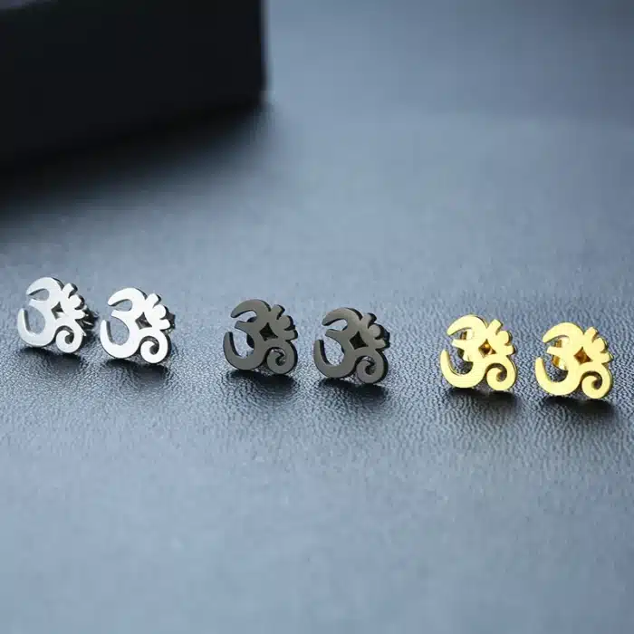 Boucles d'oreilles unisexe symbole OM, en acier inoxydable, bijoux de YOGA et de méditation, cadeaux pour les amoureux du YOGA 6