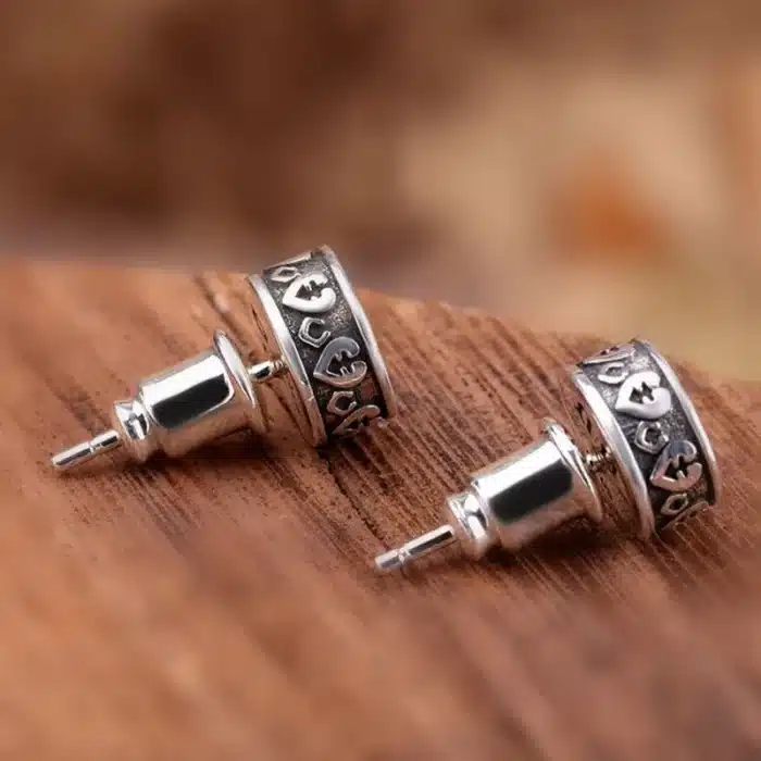 BOCAI – boucle d'oreille graphique en argent pur S925, nouveauté 100%, accessoire de personnalité, Acalanatha Sanskrit, mode homme 3