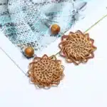 YAOLOGE – boucles d'oreilles en bois tissé, rotin, vigne, fleurs, pour femme, pendentif africain, 2019 4