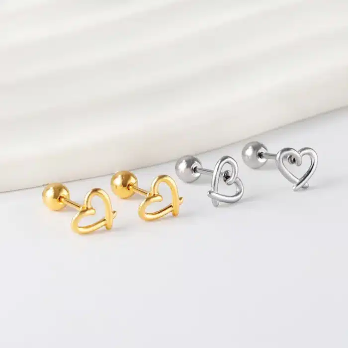 Luxe Mini mignon en acier inoxydable boucles d'oreilles femmes filles coeur papillon lapin Helix oreille Cartilage Piercing bijoux cadeaux 5
