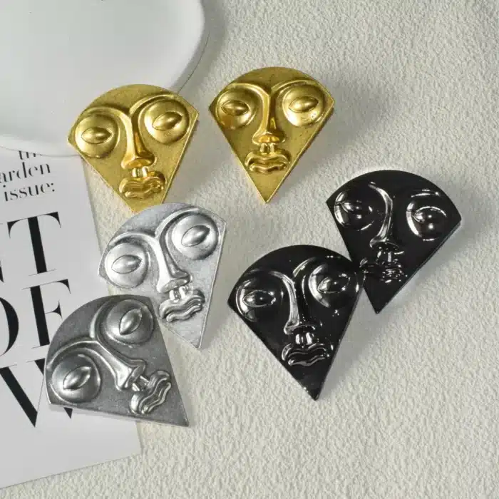 Nouveau Vintage ethnique métal plaqué visage caractéristique boucles d'oreilles pour femmes bijoux défilé de mode Ladys Collection boucles d'oreilles accessoire 5