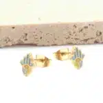 LUXUSTEEL-Boucles d'oreilles à la main Hamsa Boho pour hommes et femmes, acier inoxydable, coloré, religieux, bohème, bijoux hypoallergéniques, 2022 4