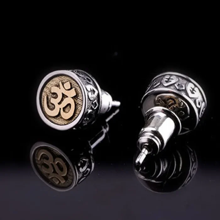 BOCAI – boucle d'oreille graphique en argent pur S925, nouveauté 100%, accessoire de personnalité, Acalanatha Sanskrit, mode homme 4