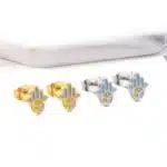 LUXUSTEEL-Boucles d'oreilles à la main Hamsa Boho pour hommes et femmes, acier inoxydable, coloré, religieux, bohème, bijoux hypoallergéniques, 2022 2