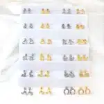 Luxe Mini mignon en acier inoxydable boucles d'oreilles femmes filles coeur papillon lapin Helix oreille Cartilage Piercing bijoux cadeaux 2