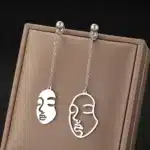 Boucles d'oreilles en acier inoxydable, beauté du visage, Design abstrait, exquis, polyvalent, pendentif à la mode, bijoux de fête pour filles 2