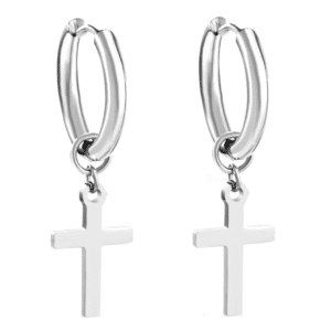Boucle d'oreille croix acier inoxydable