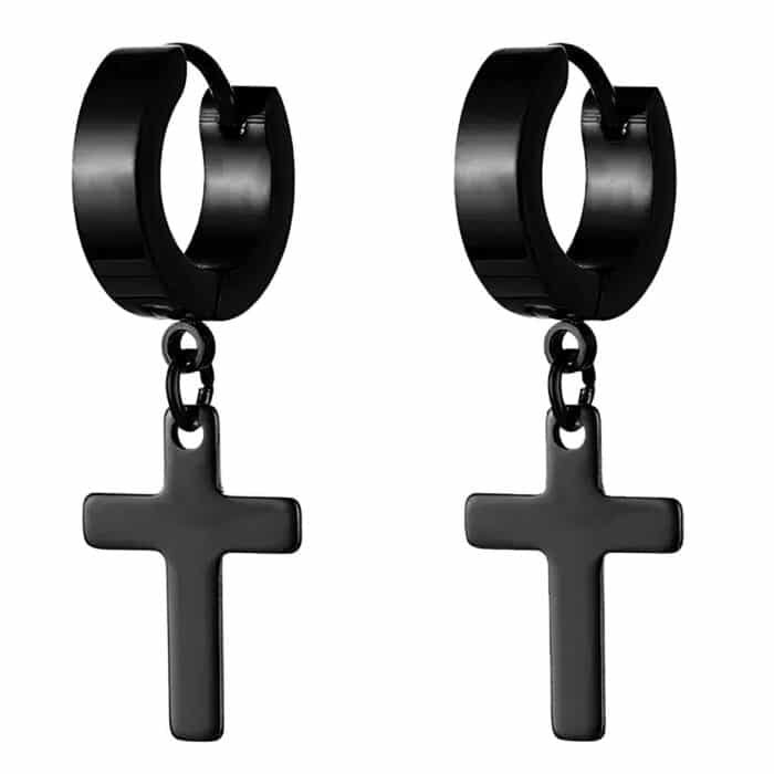 Boucle d'oreille croix homme