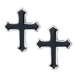 Boucles d'oreilles croix noire