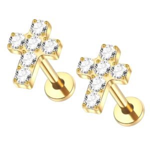 Boucles d'oreilles croix titane