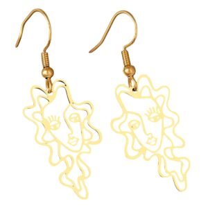 Boucle d'oreille visage femme cheveux longs