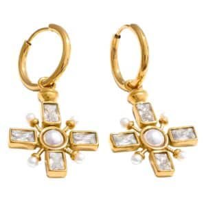 Boucle d'oreille femme croix