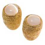 Boucles d'oreilles maille dorée pierre