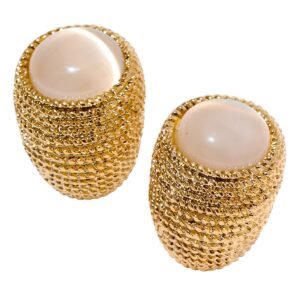 Boucles d'oreilles maille dorée pierre