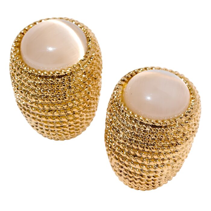 Boucles d'oreilles maille dorée pierre