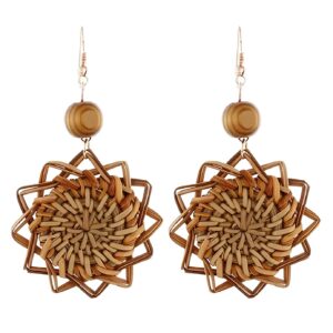 Boucle d'oreille paille fleur pendante